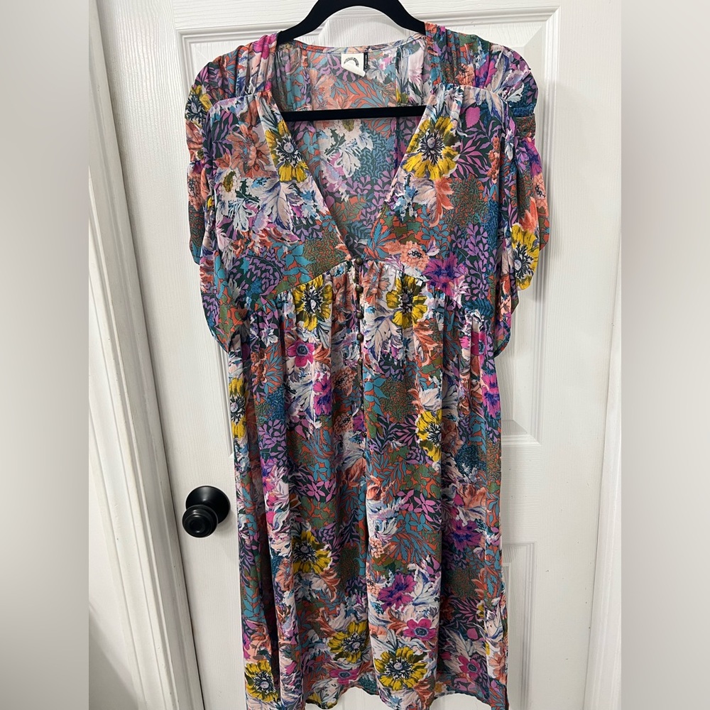 Anthropologie Over Dress Sheer Floral Romantic Cottage Core size S